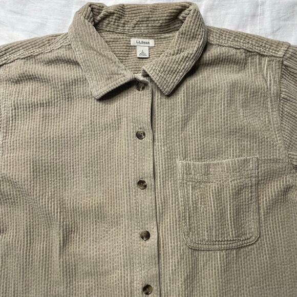L.L. Bean Brown Wide Wale Corduroy Button Up Shirt Large Women's Cotton Comfy - Picture 4 of 6